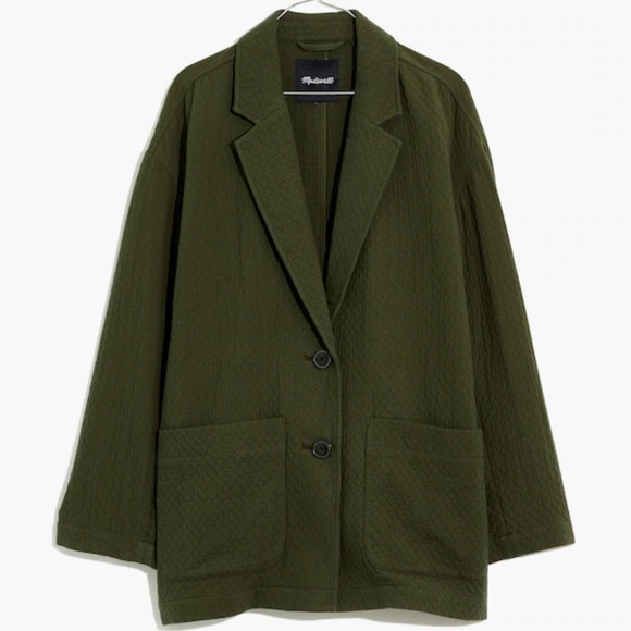 MADEWELL Diamond Jacquard Shaw Blazer Olive Green Size XS - Picture 1 of 11